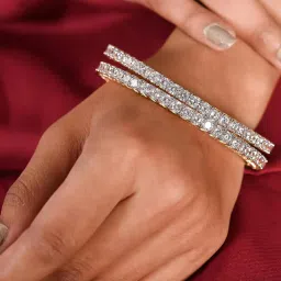 ratnavali jewels Women Gold-Plated Stone-Studded Bangles image 1