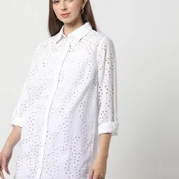 fyre rose Schiffli Oversized Cotton Tunic Shirt image 1