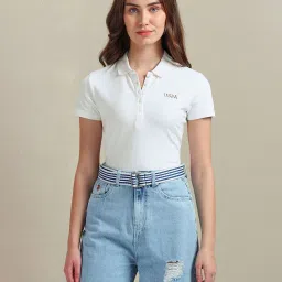 u.s. polo assn. Women Relaxed Fit Polo T-Shirt with Logo Embroidery image 1