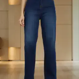 Shein Full Length High Rise Mid Wash Straight Fit Jeans-picture-44