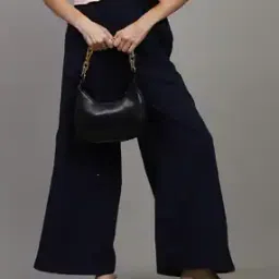 Shein Ankle Length Elasticated Waist Flared Fit Trousers-image-43