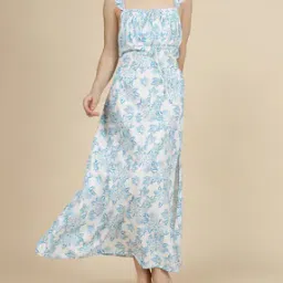 Shein Elegant Front Tie-Up Floral Print Maxi A-line Dress-picture-23