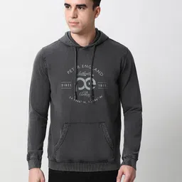 peter england Men Typographic Print Regular Fit Hoodie image 1