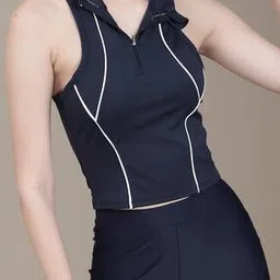 Shein High Neck Sleeveless Contrast Piping Crop Top-picture-53