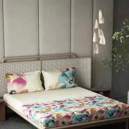 ddecor live beautiful 210 TC Super King Size Floral Print Bedsheet with Pillow Covers image 1