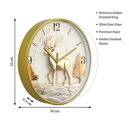 random Printed Non-Ticking Silent Analog Wall Clock image 2