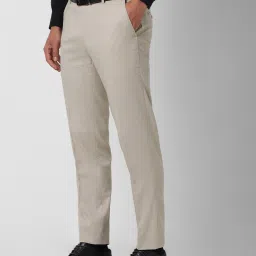 peter england Men Checked Mid-Rise Formal Trousers image 2