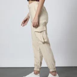 outryt by azorte Front flat waistband cuffed he beige s image 2