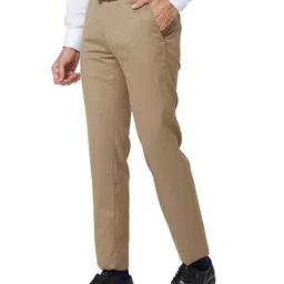 raymond Men Slim Fit Flat-Front Trousers image 2