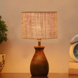 devansh Jute Table Lamp with Wood Base image 2