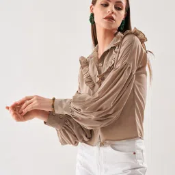 boons n perkks Women Regular Fit Shirt with Cuffed Sleeves image 2
