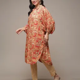biba Women Geometric Print Straight Kurta image 2