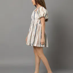 fyre rose Striped Fit & Flare Off Shoulder Dress image 2