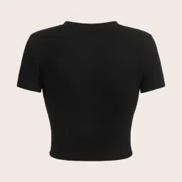 sollobell Women Typographic Print Slim Fit Crop Top image 2