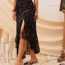 quiero Women Floral Print Asymmetric A-Line Skirt image 2