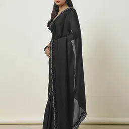 soch Women Embroidered Saree with Contrast Border image 2