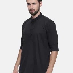 cross court Shirt Kurta with Band Collar image 2