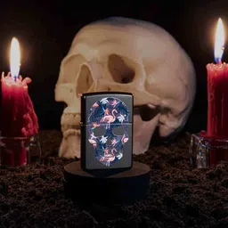 zippo Flamingo Skull Design Windproof Pocket Lighter image 2