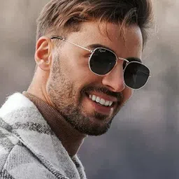 resist eyewear UV Protected Silver Black Round Hexagonal Sunglasses for Men and Women image 2