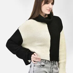 crimsoune club Women Colourblock High-Neck Pullover image 2