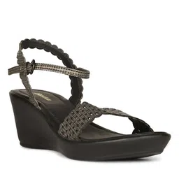 bata Women Open-Toe Wedges with Buckle Closure image 2