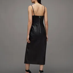 all saints Norlene Leather Bodycon Dress with Slit image 2