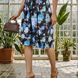 Shein Elegant High Waist Tie-Up Floral Print A-Line Skirt-picture-23