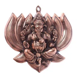 ecraftindia Lord Ganesha on Lotus Metal Wall Hanging image 2
