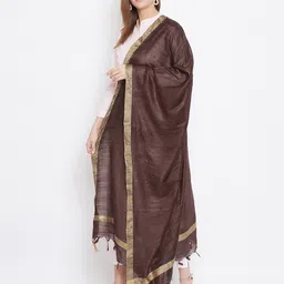 clora creation Tussar Dupatta with Tassels image 2