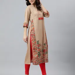 janasya Floral Print Straight Kurta image 2