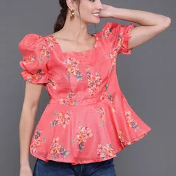 antaran Floral Print Top with Square-Neck image 2
