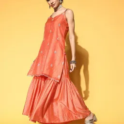 svaraa Women Embellished Straight Kurta with Shararas & Dupatta image 2