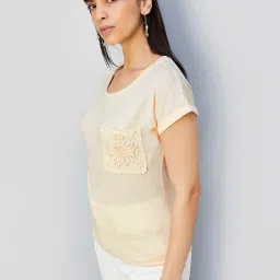 max Women Regular Fit Round-Neck T-Shirt with Patch Pocket image 2