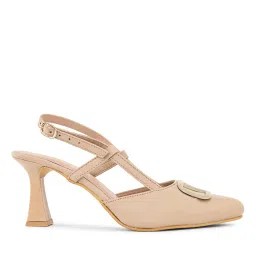 jm looks Women Slingback Kitten-Heeled Sandals with Metal Accent image 5