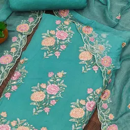 peachmode Women Floral Unstitched Dress Material image 2