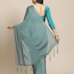 saree mall Striped Traditional Saree with Tassels image 2