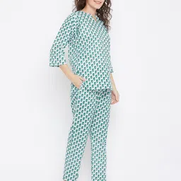 clovia Floral Print Woven Top & Pyjamas Set image 2