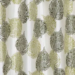 cortina eyelet curtain Set of 2 Leaf Print Decorative Door Curtain image 2