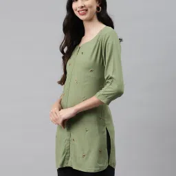 jc4u Embellished Straight Kurti with Round-Neck image 2