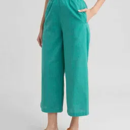 pink fort Wide-Leg Cotton Pants image 2