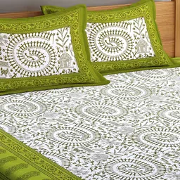 uniqchoice Jaipuri Print Double Bedsheet with Pillow Covers image 2
