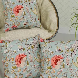 trance home linen Set of 3 Floral Print Cushion Covers 24" x 24" image 2