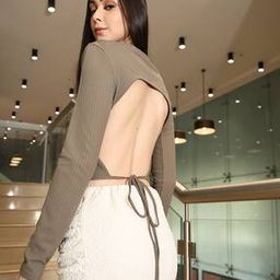 Shein Casual Textured Backless Crop Top With Back Tie-Knot-picture-8