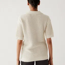 marks & spencer Pure Cotton Collared Knitted Top image 2