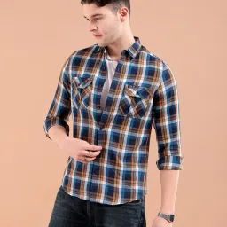 the indian garage co Men Checked Slim Fit Shirt image 2
