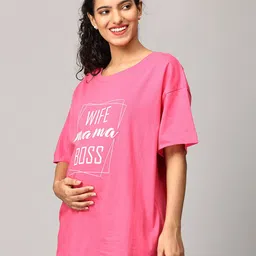 the mom store Women Pack of 2 Typographic Print Oversized Fit T-Shirts image 2