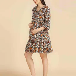 momtobe Women Printed A-Line Maternity Dress image 2