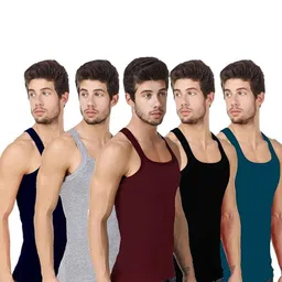 hap Men Pack of 5 Round-Neck Sleeveless Vests image 2
