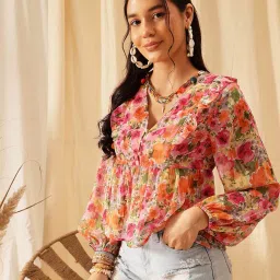 quiero Women Floral Print Regular Fit Ada Peplum Top image 2