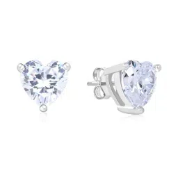 touch925 Women Sterling Silver Sleek Heart Stone Stud Earrings image 2
